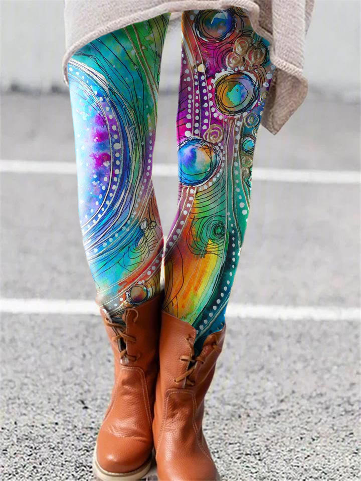 Women's Multicolor Bubble Print Casual Leggings