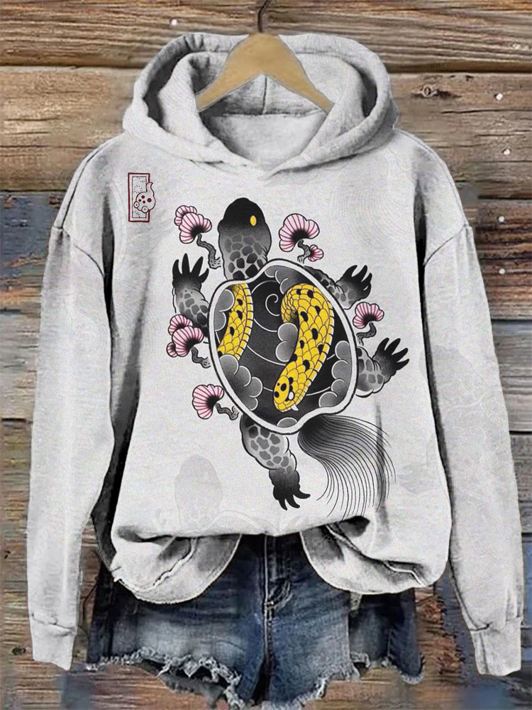Plum Turtle Japanese Art Print Hoodie