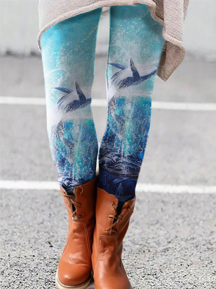 Women's A Whale Of A Play Print Casual Leggings