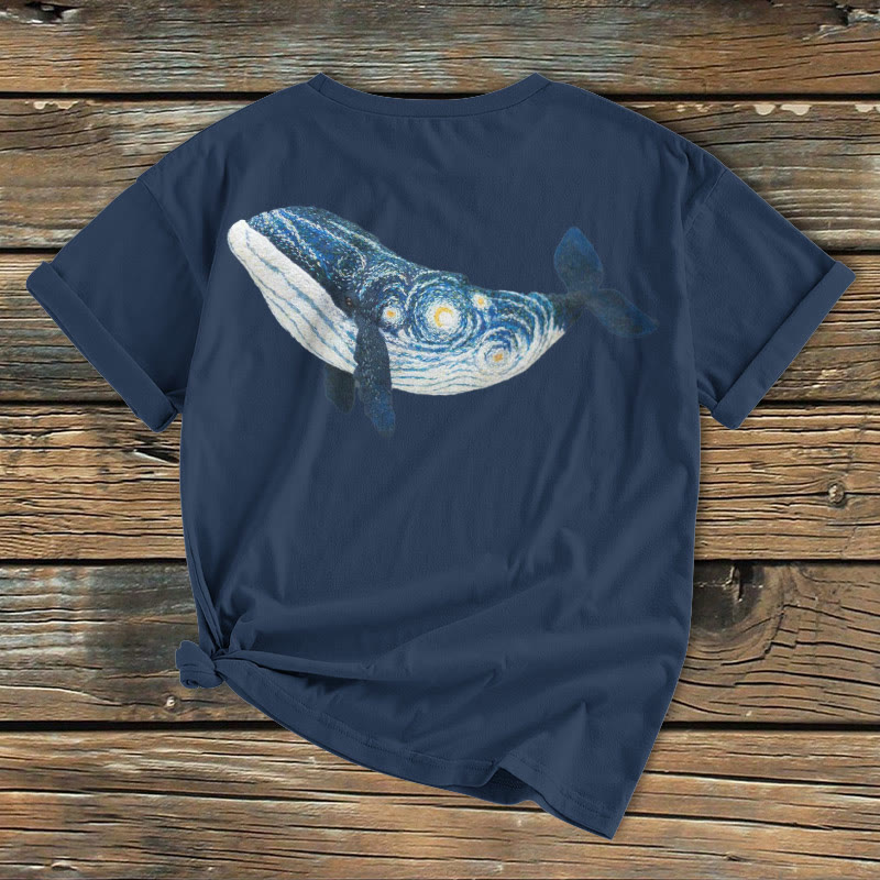 Starry Night Inspired Whale Print T-shirt