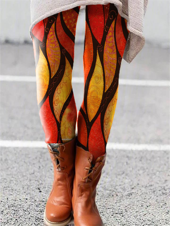 Women's Leaf Print Casual Leggings