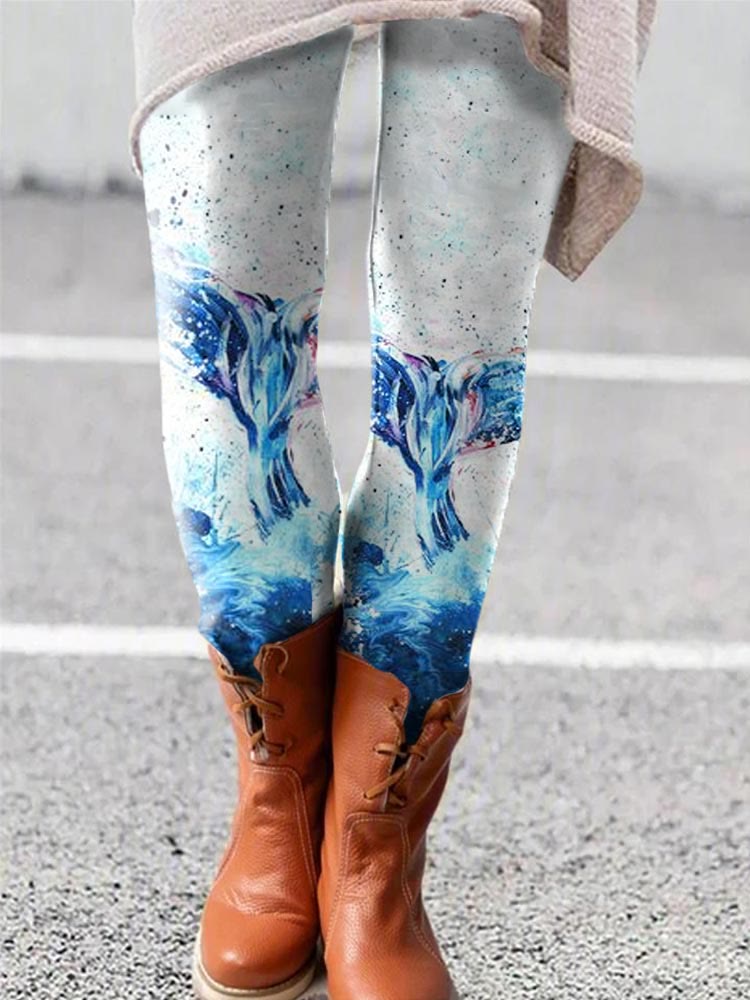 Whale Tail Art Print Casual Leggings