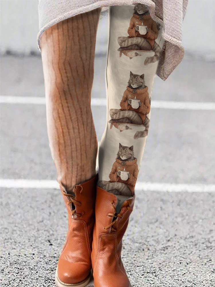 Women's Winter Fun Cute Cat Print Leggings