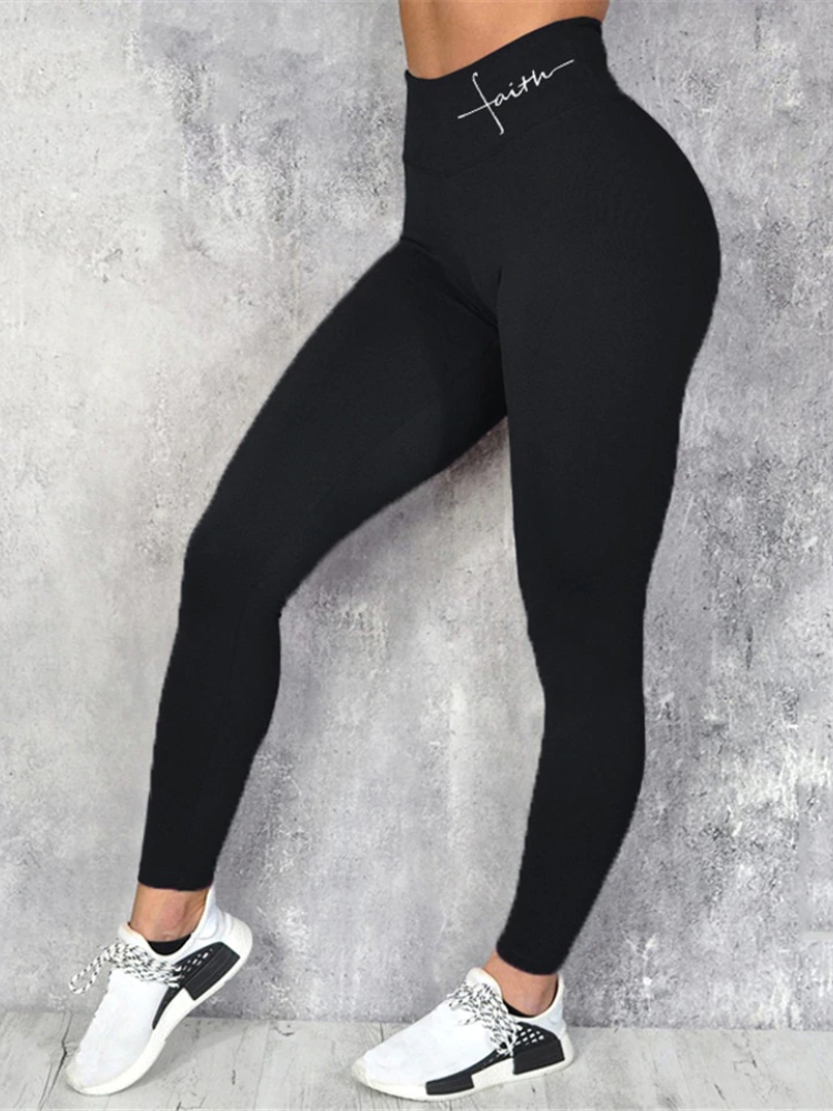 Faith Cross High Rise Strechy Leggings