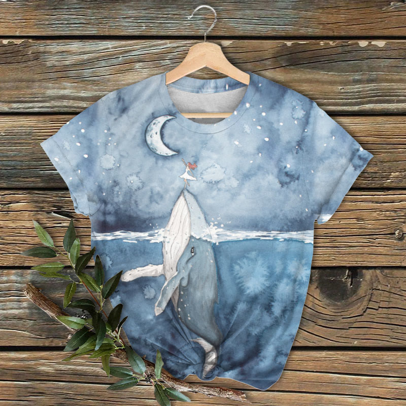 Women's Humpback Whale Print T-shirt