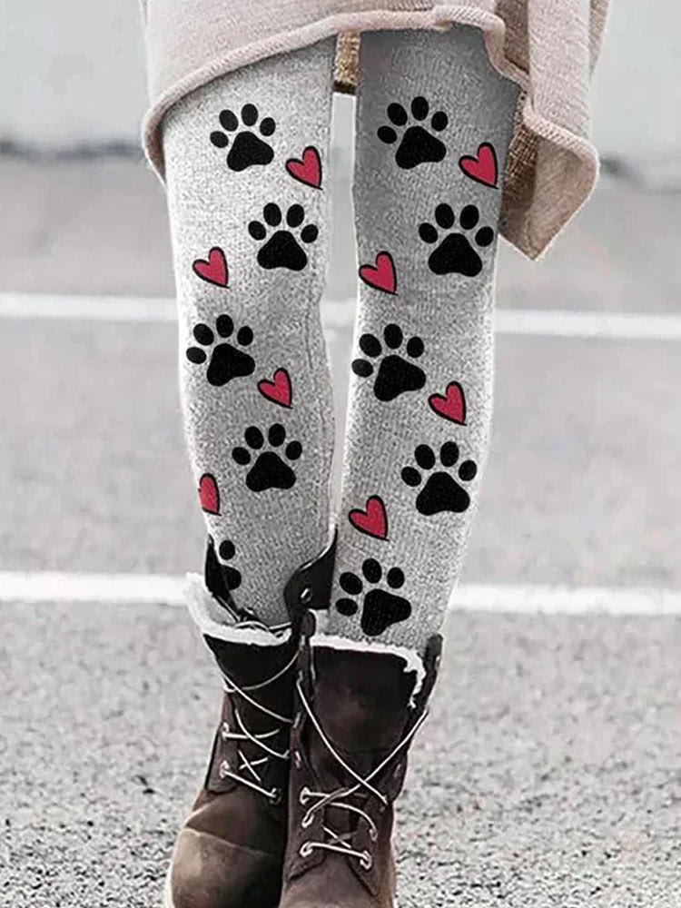 Women's Dog Paw Love Print Leggings