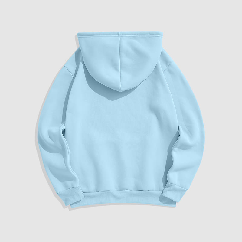 100% Cotton Solid Color Hooded Drawstring Casual Fleece Hoodie