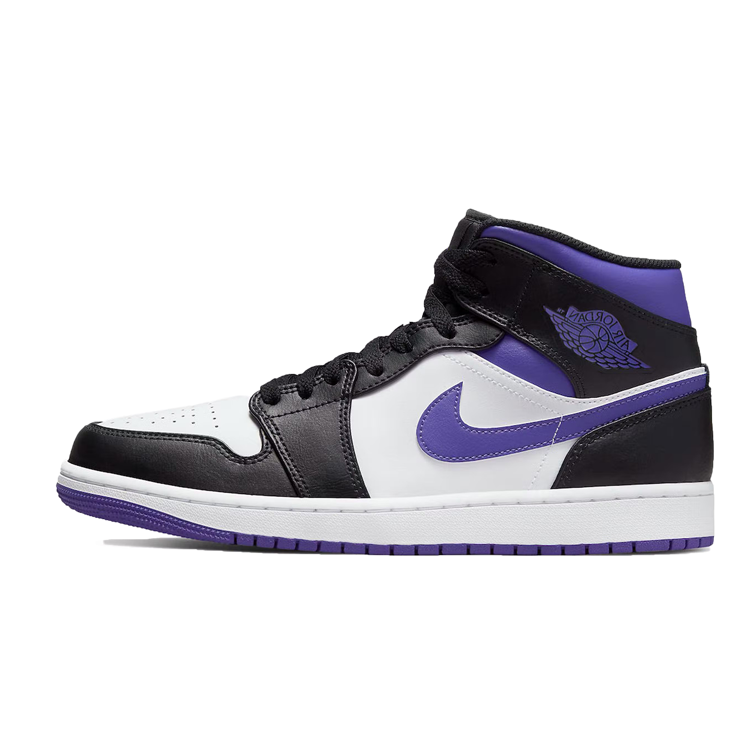 Jordan 1 Mid White Black Purple