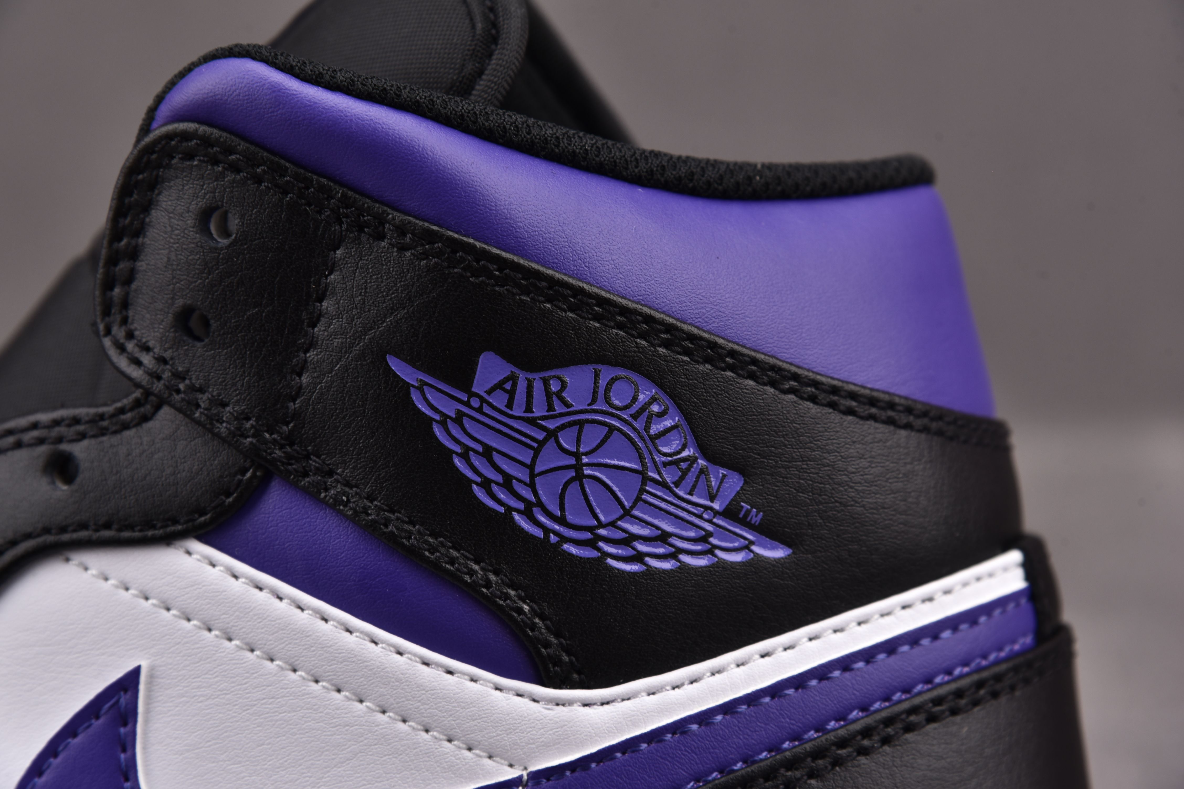 Jordan 1 Mid White Black Purple