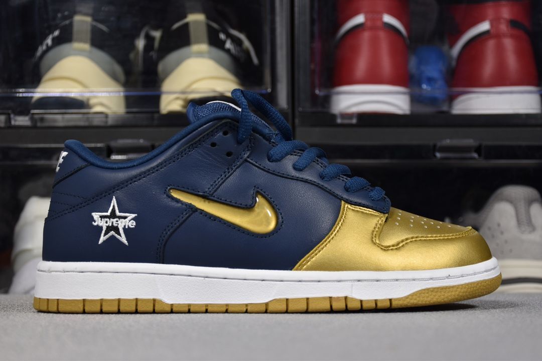 Nike SB Dunk Low Supreme Jewel Swoosh Gold