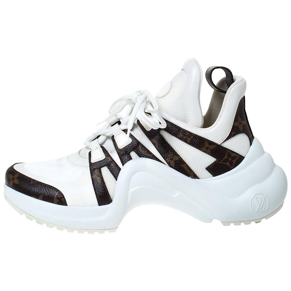 Louis Vuitton White Fabric  Canvas Archlight Lace Up Sneakers