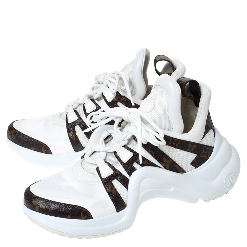 Louis Vuitton White Fabric  Canvas Archlight Lace Up Sneakers