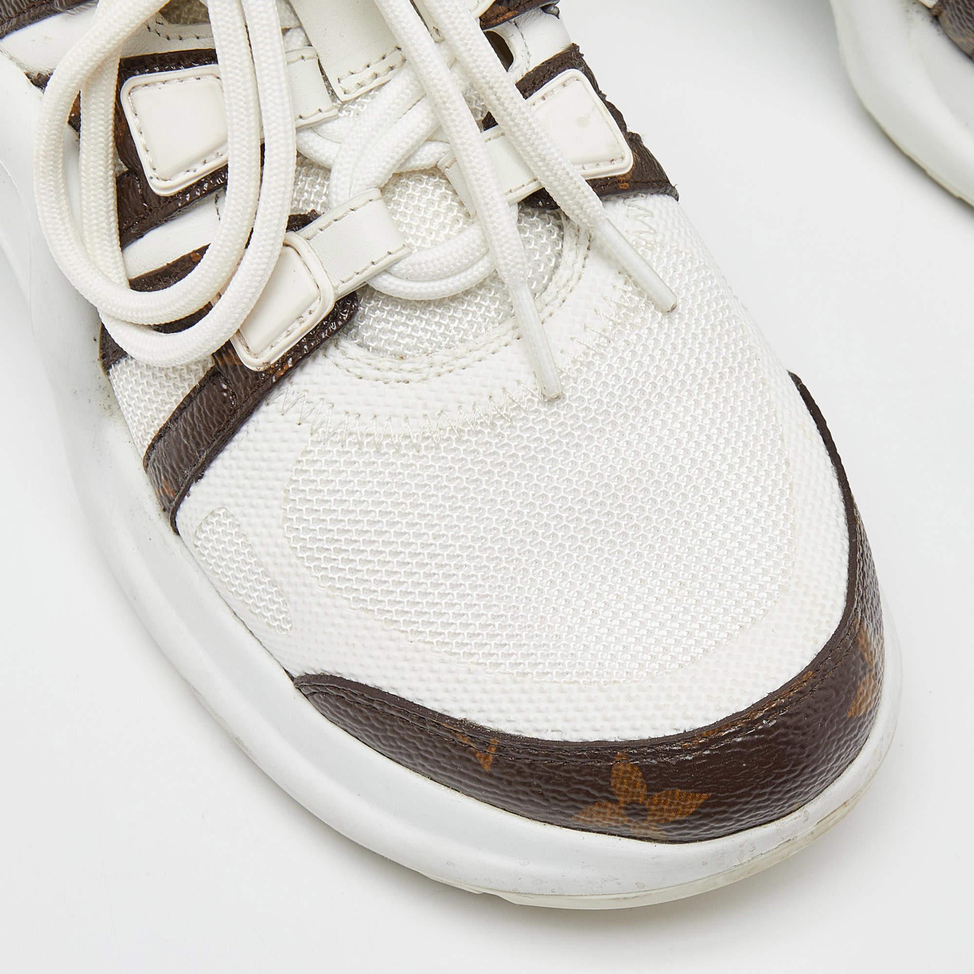 Louis Vuitton White/Brown Monogram Canvas and Nylon Archlight Sneakers
