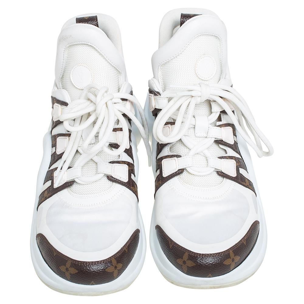 Louis Vuitton White Monogram Coated Canvas and Leather Archlight Sneaker