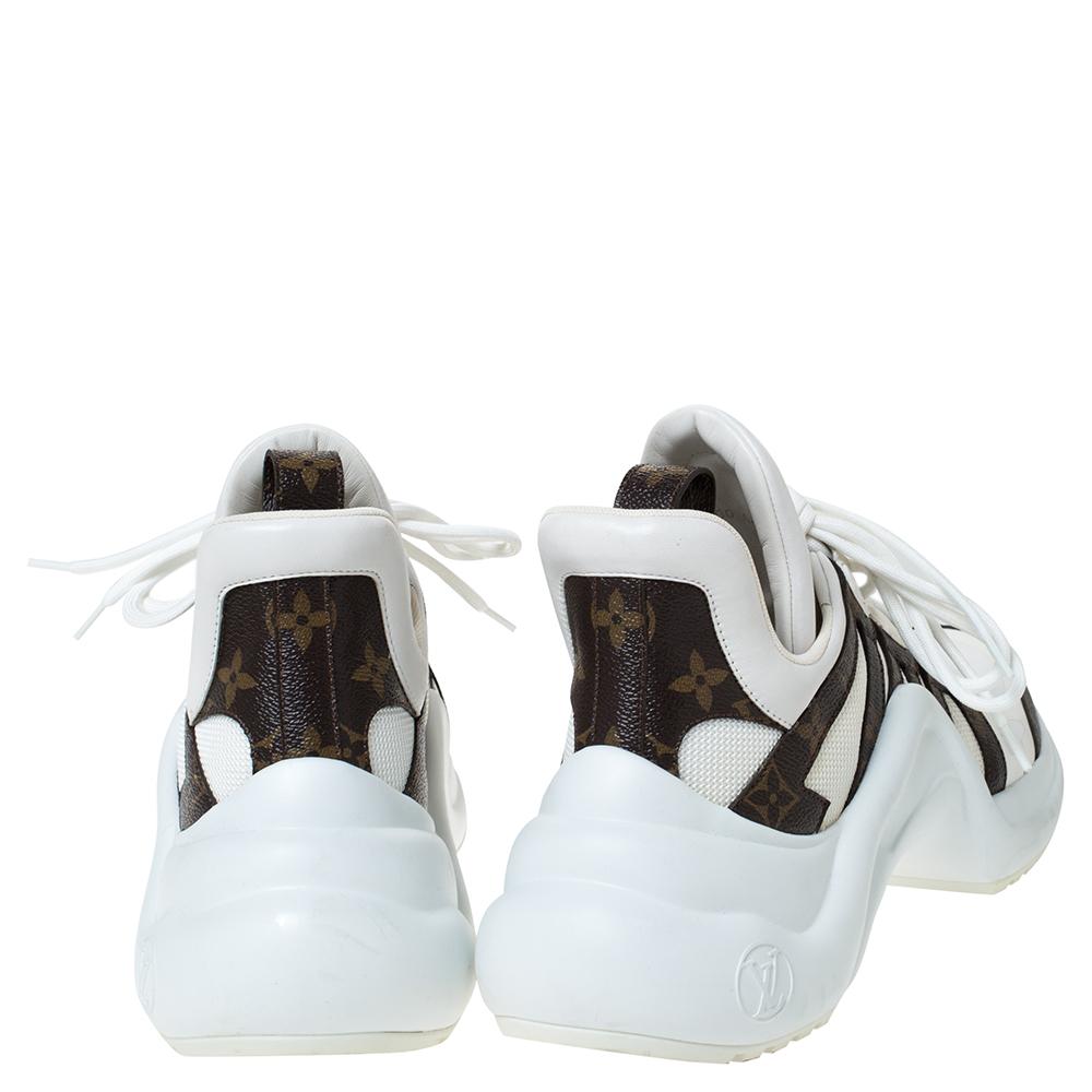 Louis Vuitton White Fabric  Canvas Archlight Lace Up Sneakers
