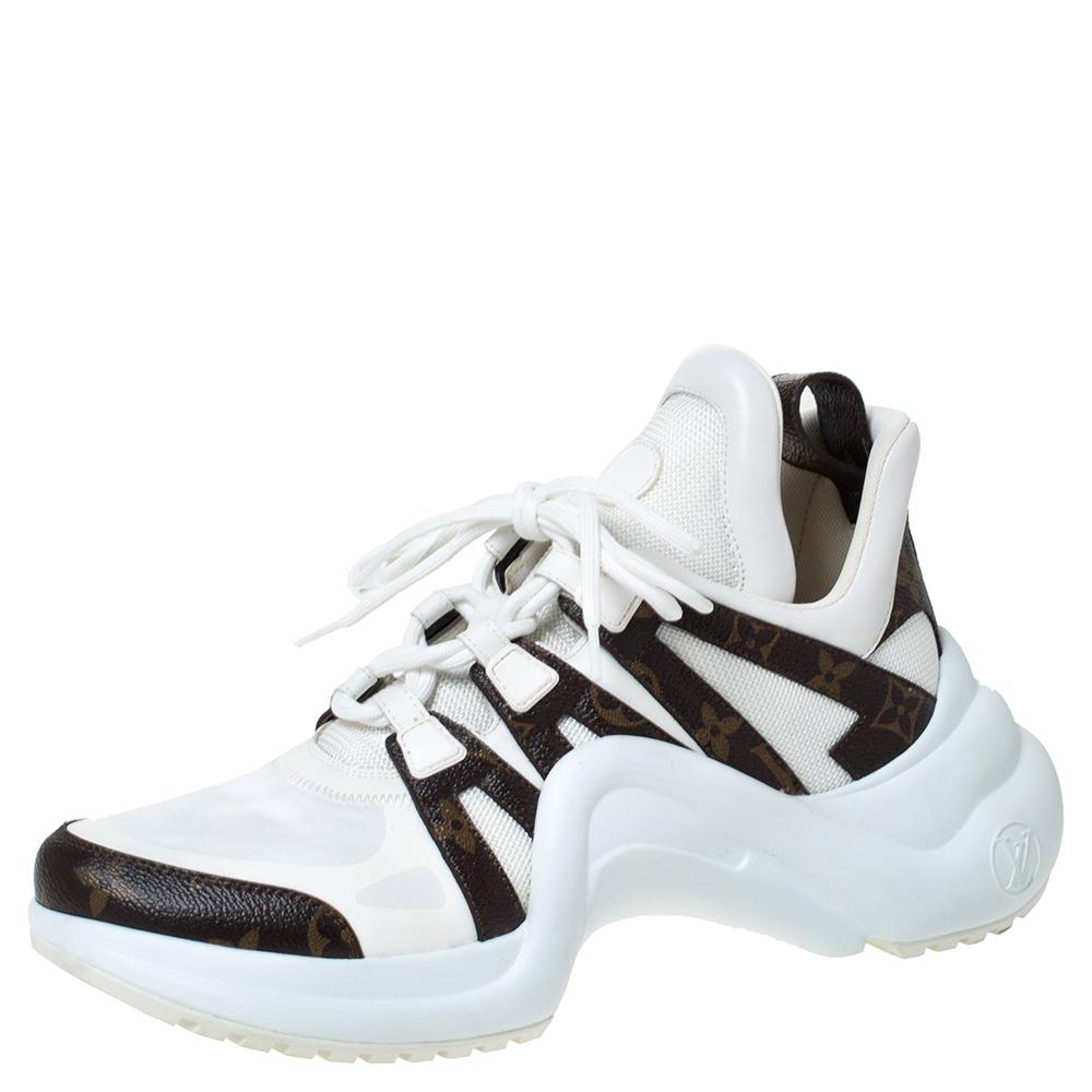 Louis Vuitton White Fabric  Canvas Archlight Lace Up Sneakers