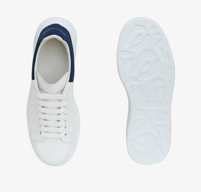Alexander McQueen Men's Oversized Sneaker in White/paris Blue