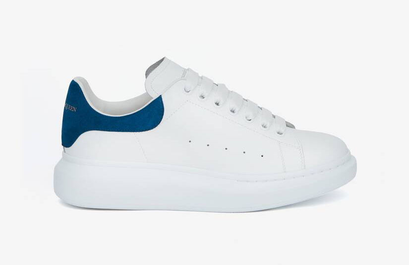 Alexander McQueen Men's Oversized Sneaker in White/paris Blue