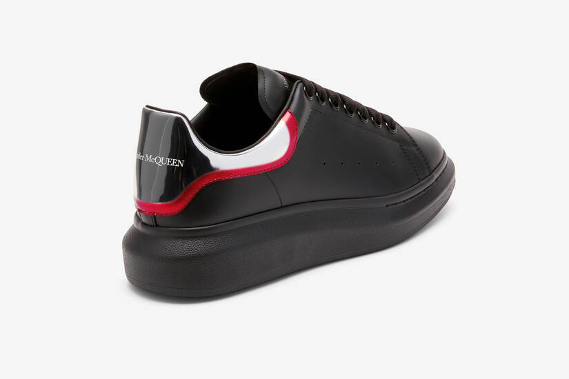 Alexander McQueen Men's Oversized Sneaker in Black/silver/welsh Red