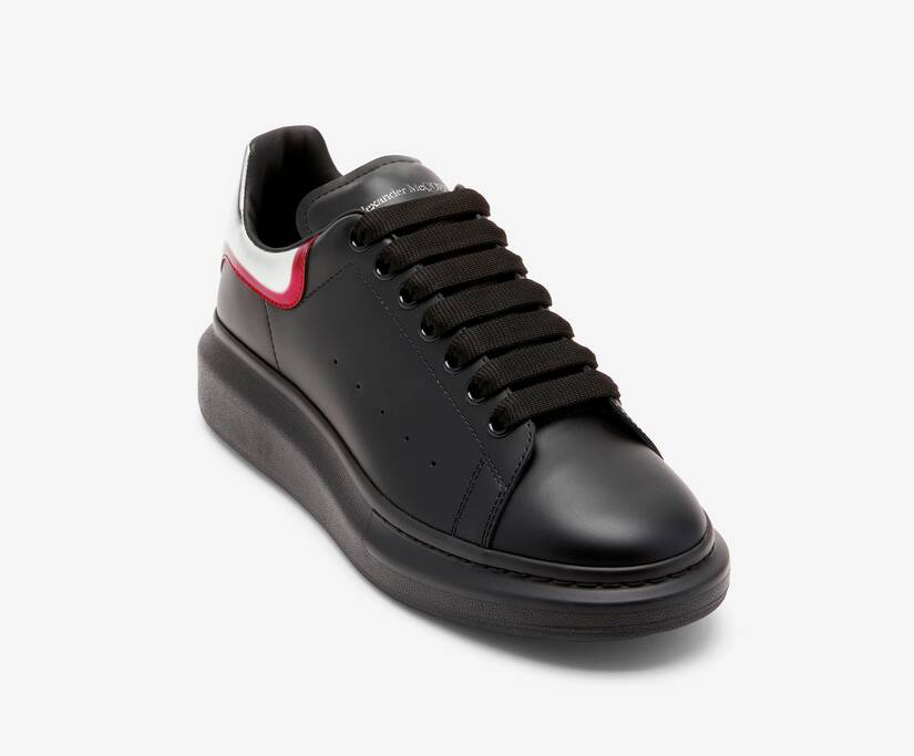Alexander McQueen Men's Oversized Sneaker in Black/silver/welsh Red