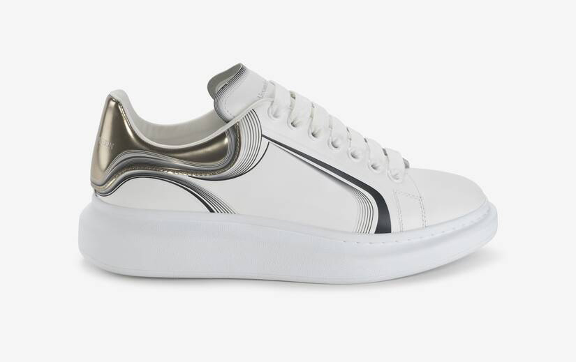 Alexander McQueen Men's Oversized Sneaker in White/vanilla/black