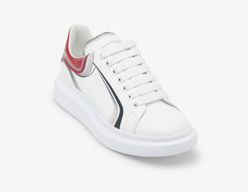 Alexander McQueen Men's Oversized Sneaker in White/garnet