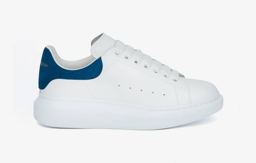 Alexander McQueen Men's Oversized Sneaker in White/paris Blue