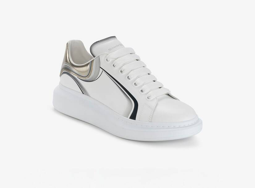 Alexander McQueen Men's Oversized Sneaker in White/vanilla/black