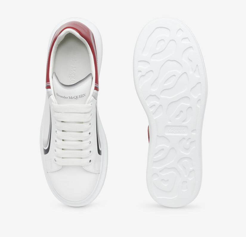 Alexander McQueen Men's Oversized Sneaker in White/garnet
