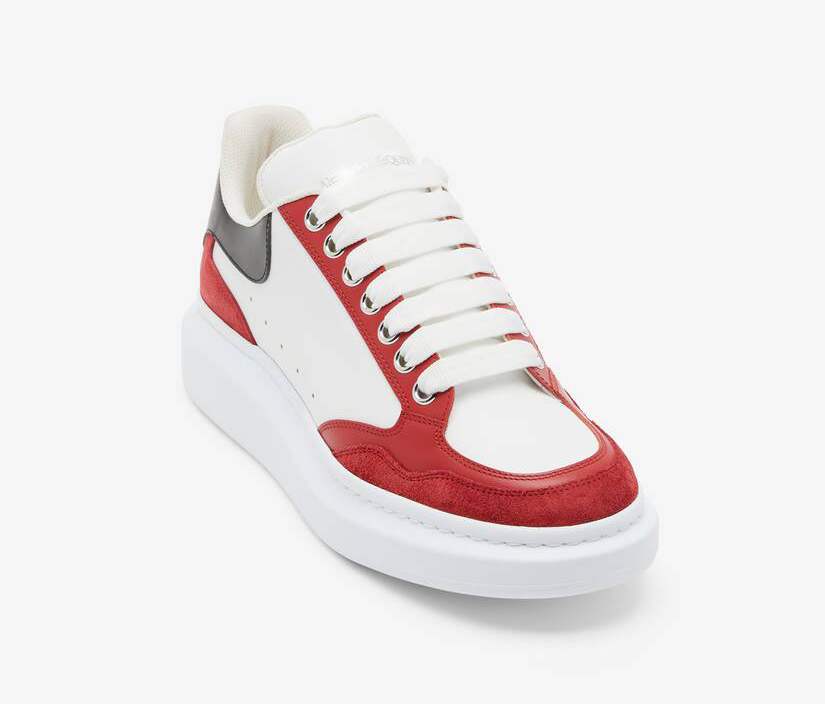Alexander McQueen Men's Oversized Sneaker in White/welsh Red/black