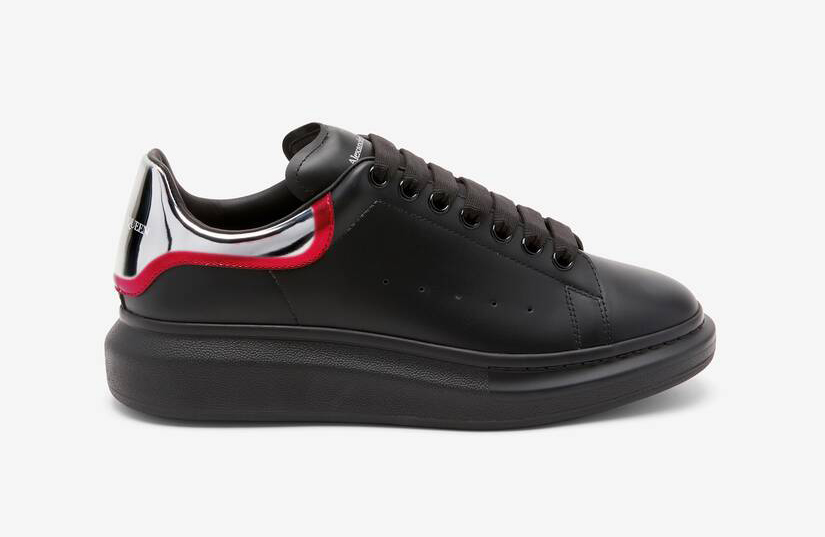 Alexander McQueen Men's Oversized Sneaker in Black/silver/welsh Red