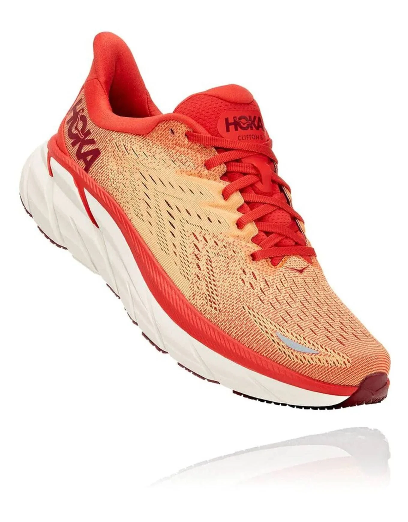 Clifton 8 - Fiesta / Blazing Orange (HOKA er litt liten – ta en størrelse opp.)