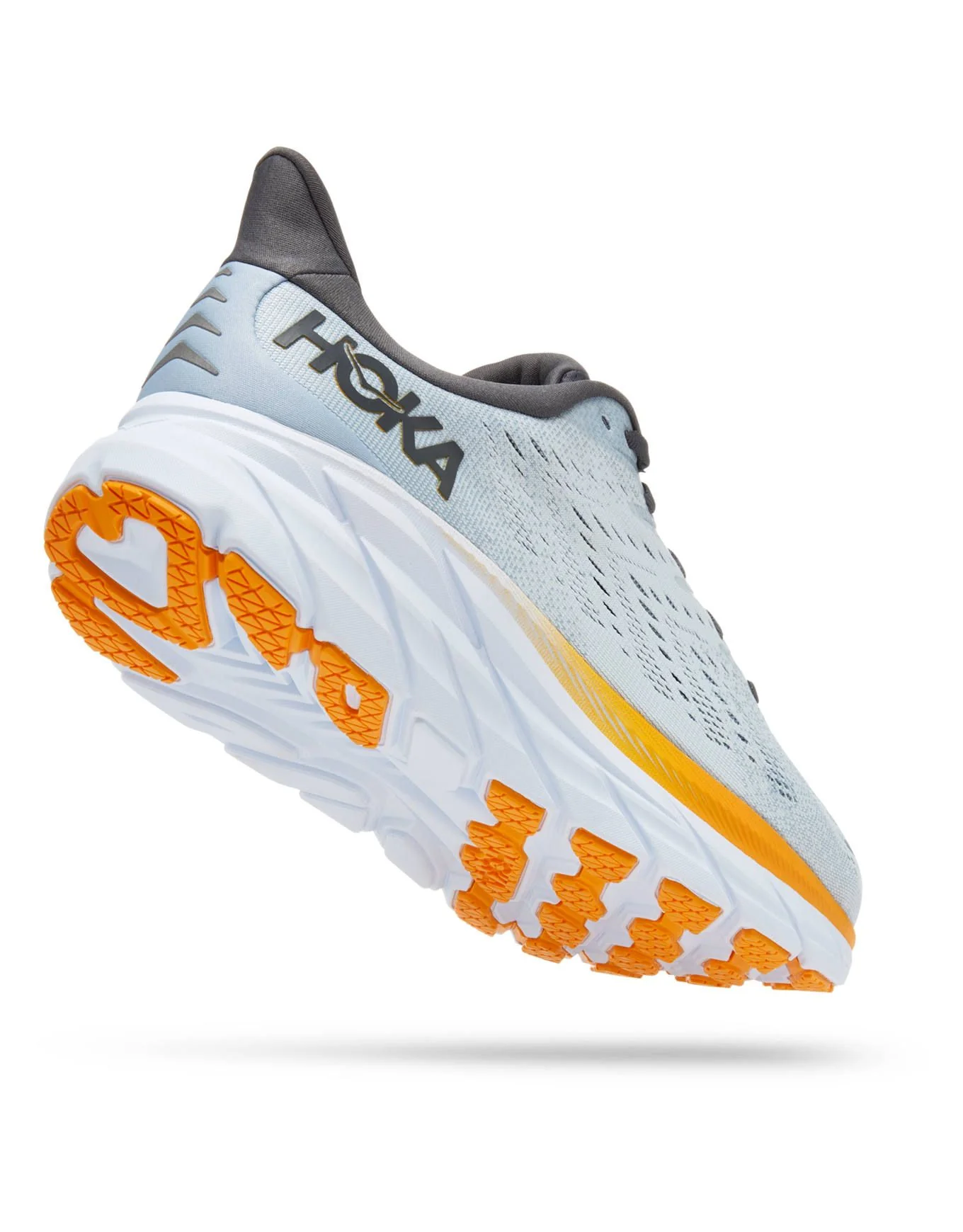 Clifton 8 -  Blue Fog / Orange (HOKA er litt liten – ta en størrelse opp.)