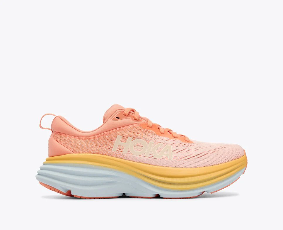 BONDI 8 SHELL CORAL / PEACH PARFAIT (HOKA er litt liten – ta en størrelse opp.)