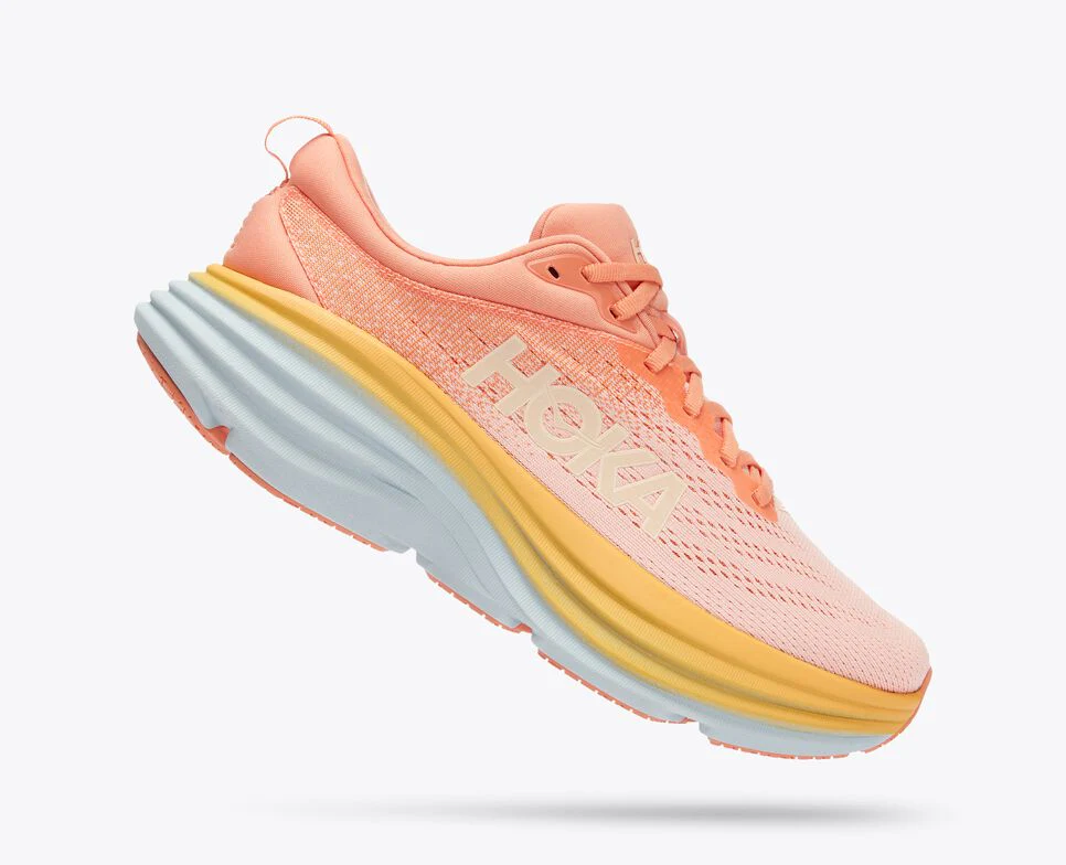 BONDI 8 SHELL CORAL / PEACH PARFAIT (HOKA er litt liten – ta en størrelse opp.)