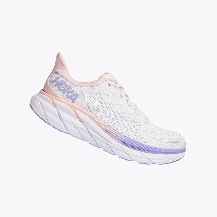 Clifton 8 - White / Manganese Crystal Pink (HOKA er litt liten – ta en størrelse opp.)