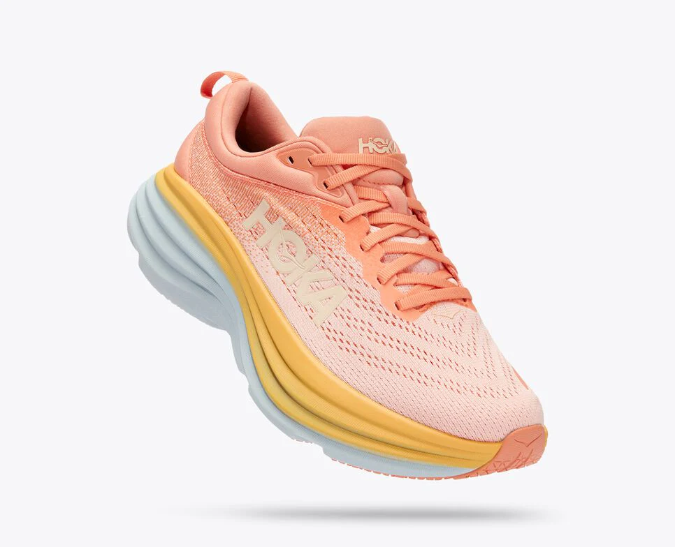 BONDI 8 SHELL CORAL / PEACH PARFAIT (HOKA er litt liten – ta en størrelse opp.)