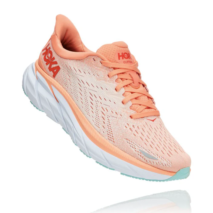 Clifton 8 - Cantaloupe / Silver Peony (HOKA er litt liten – ta en størrelse opp.)