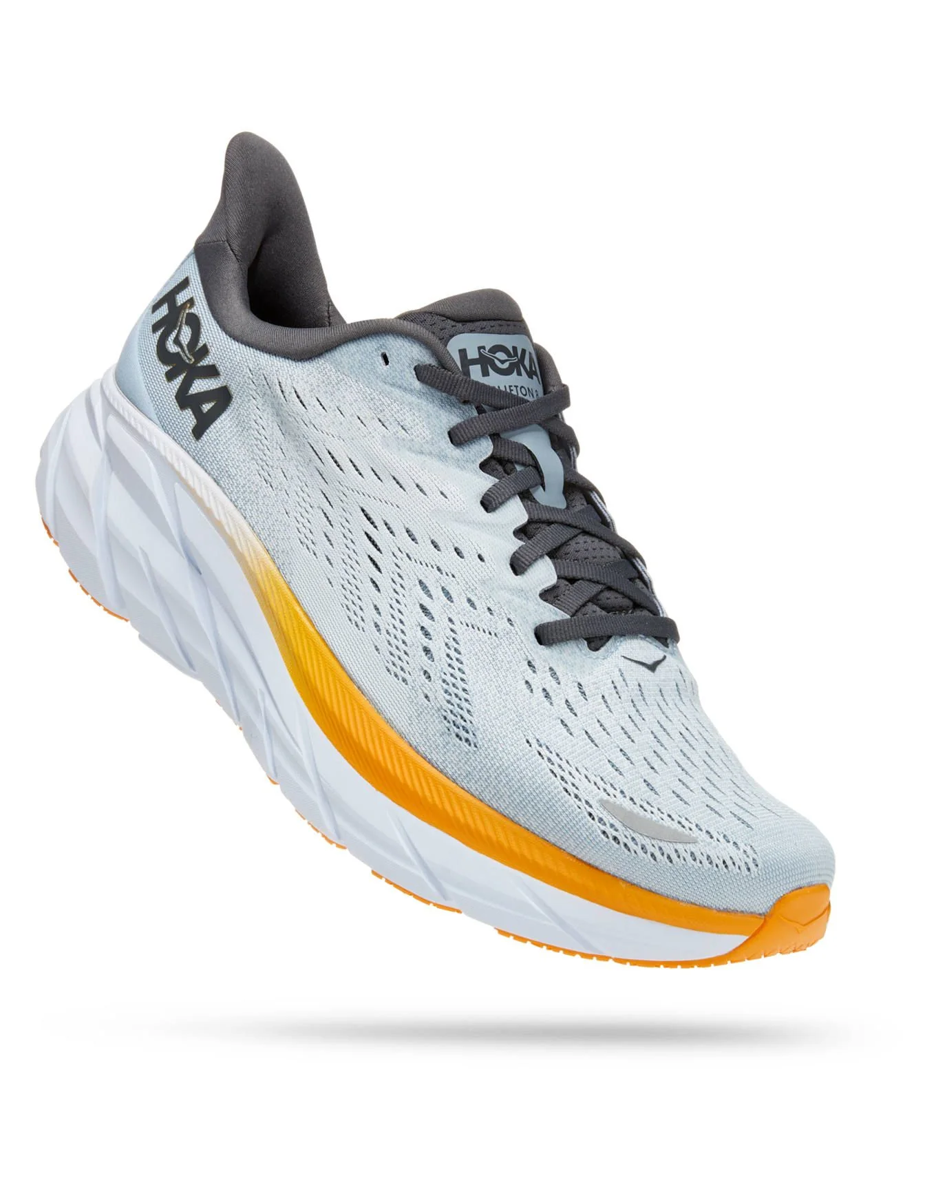 Clifton 8 -  Blue Fog / Orange (HOKA er litt liten – ta en størrelse opp.)