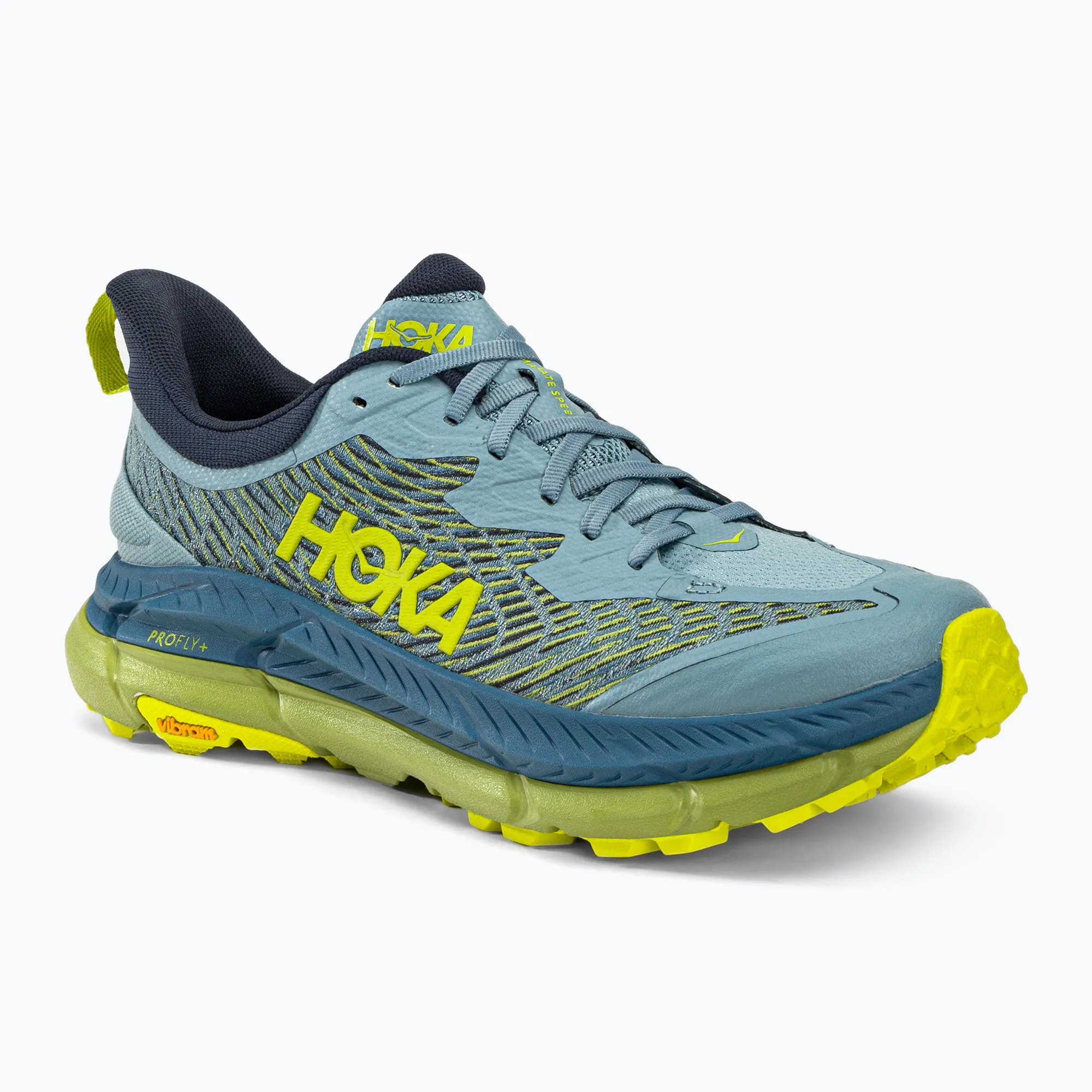 Hoka Mafate Speed 4 blue yellow (HOKA er litt liten – ta en størrelse opp.)