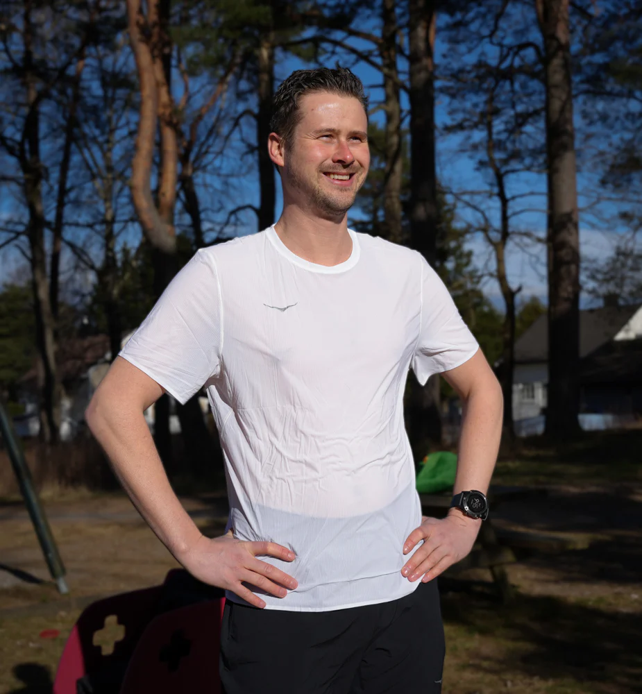 Hoka M AIROLITE RUN SHORT SLEEVE White (HOKA er litt liten – ta en størrelse opp.)