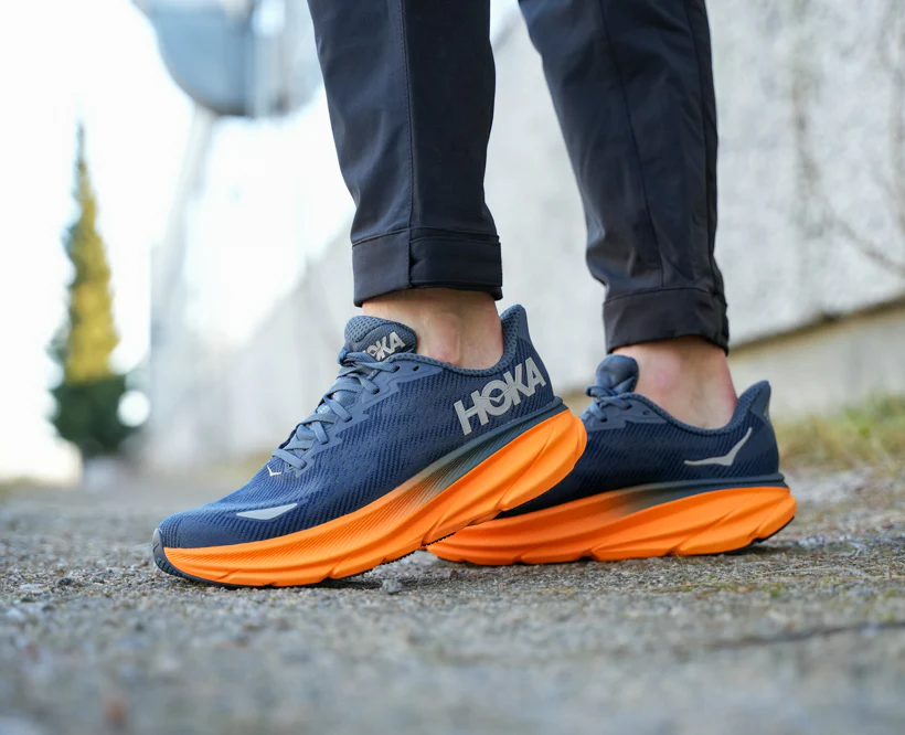 Hoka M CLIFTON 9 GTX Stormy Skies / Orange Zest (HOKA er litt liten – ta en størrelse opp.)