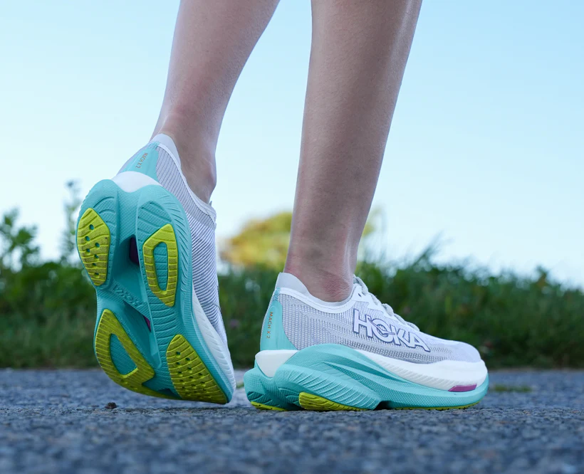 Hoka W MACH X 2 Frost / Electric Aqua (HOKA er litt liten – ta en størrelse opp.)