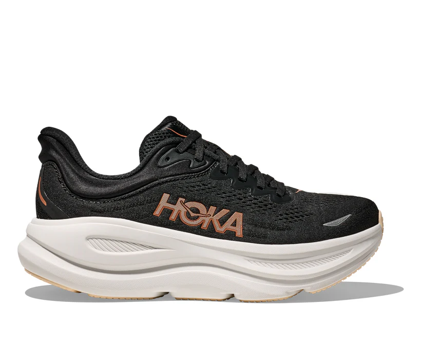 Hoka W BONDI 9 Black / Rose Gold (HOKA er litt liten – ta en størrelse opp.)