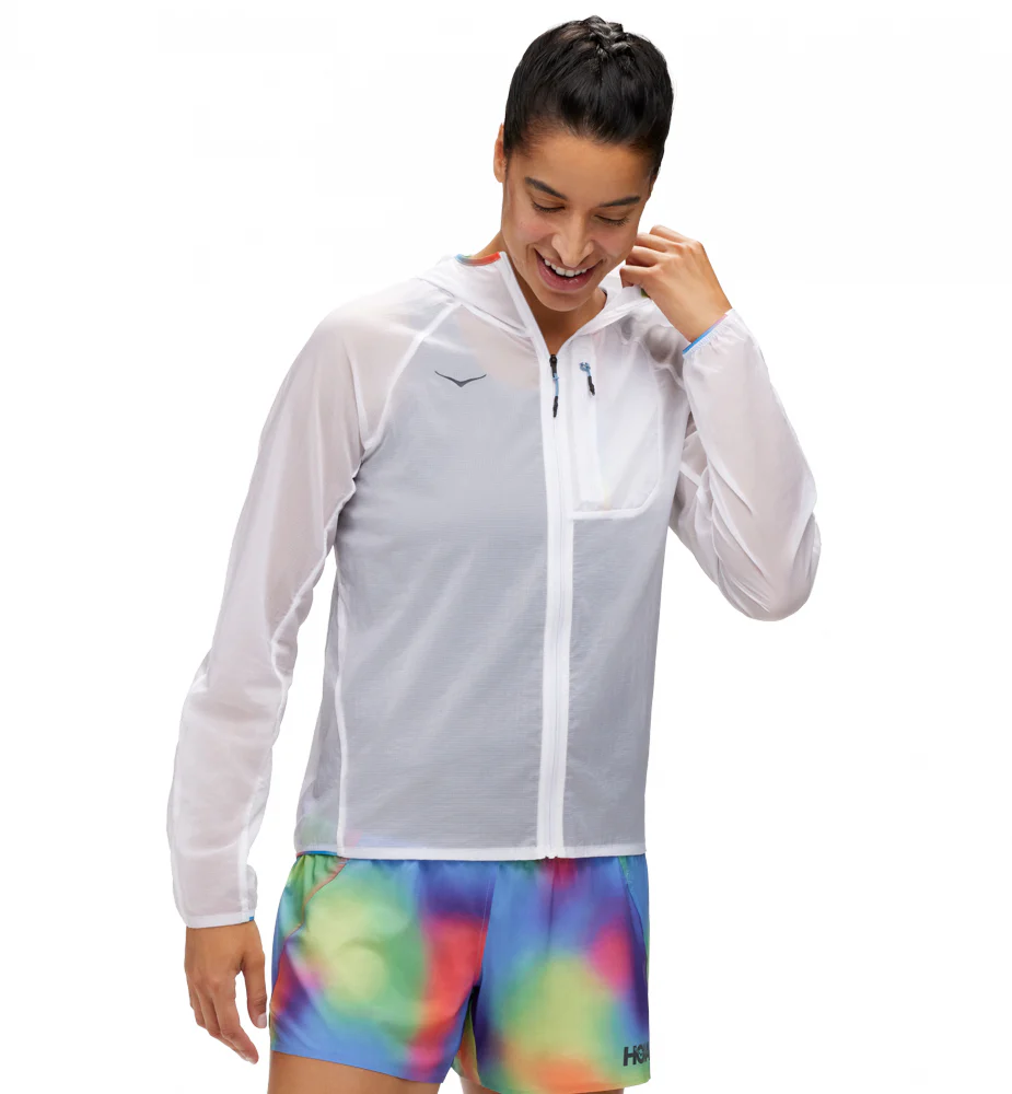 Hoka W Skyflow Jacket White / Multi (HOKA er litt liten – ta en størrelse opp.)