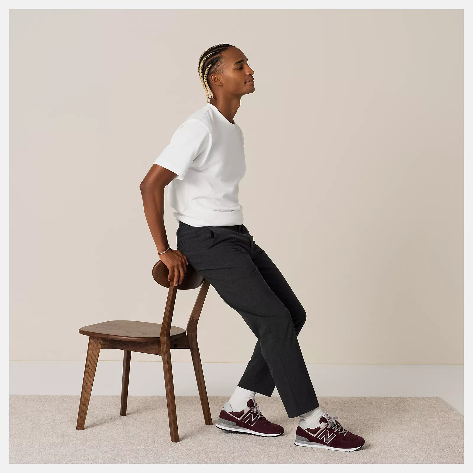 New Balance 574 Running Sneakers -  Men's/Women's-Burgundy with White