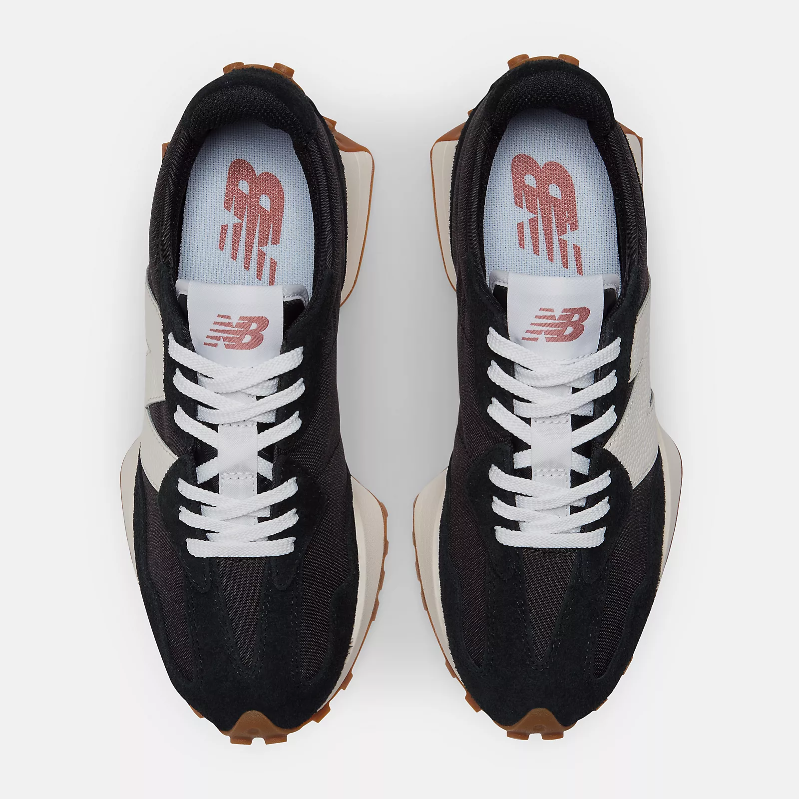 New Balance327 Sneakers -  Men's/Women's-Black with White and Mineral Red