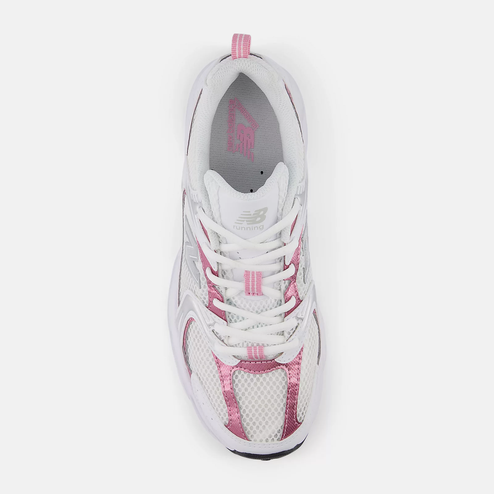 New Balance Unisex 530 Sneakers-Men's/Women's-White with Pink Sugar and Silver Metallic
