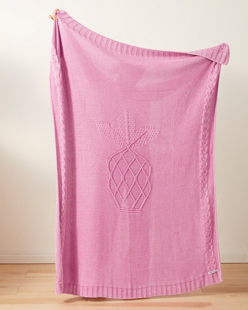 Pineapple Cable-Knit Stonewashed Cotton Throw