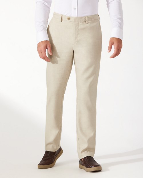 Lahaina Bay Linen-Blend Flat-Front Pants